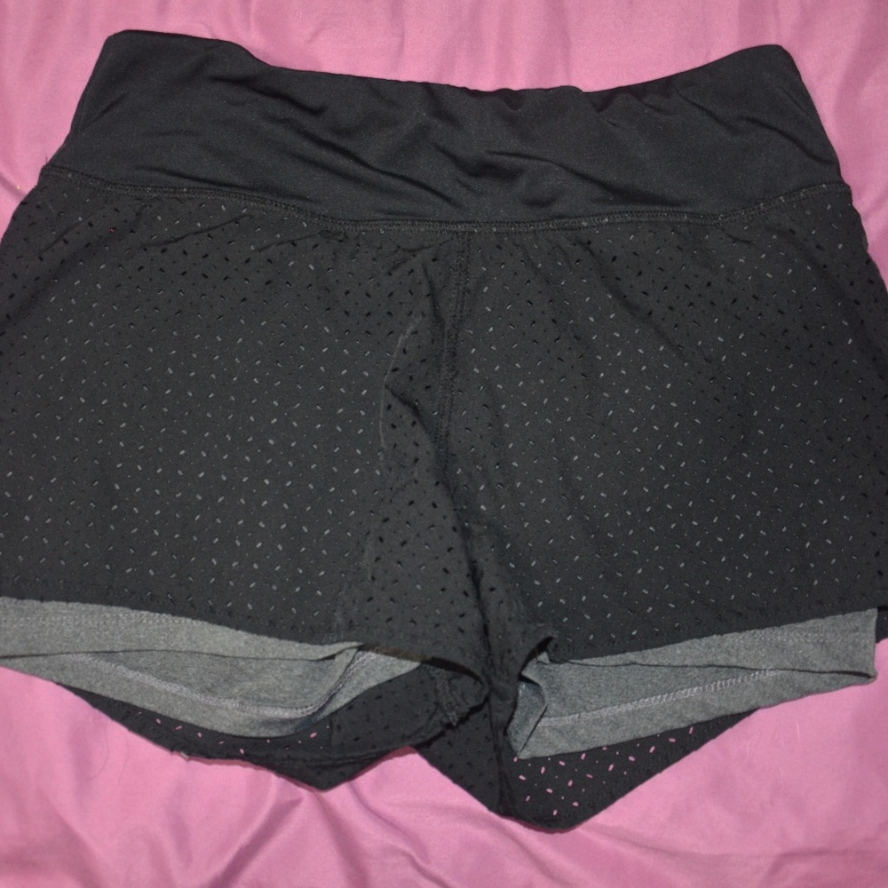Black Cut-Out Running Shorts
